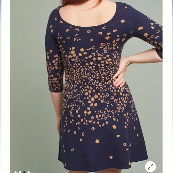 Anthropologie Dress Womens XS Maeve Sweater Animal Print Warm Scoop Back Y2K - Picture 2 of 15